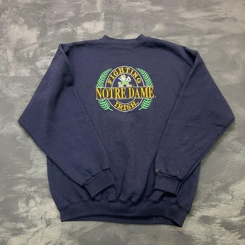 Vintage Notre Dame Fighting Irish Sweatshirt Mens XL Blue 1990s NCAA Logo 7